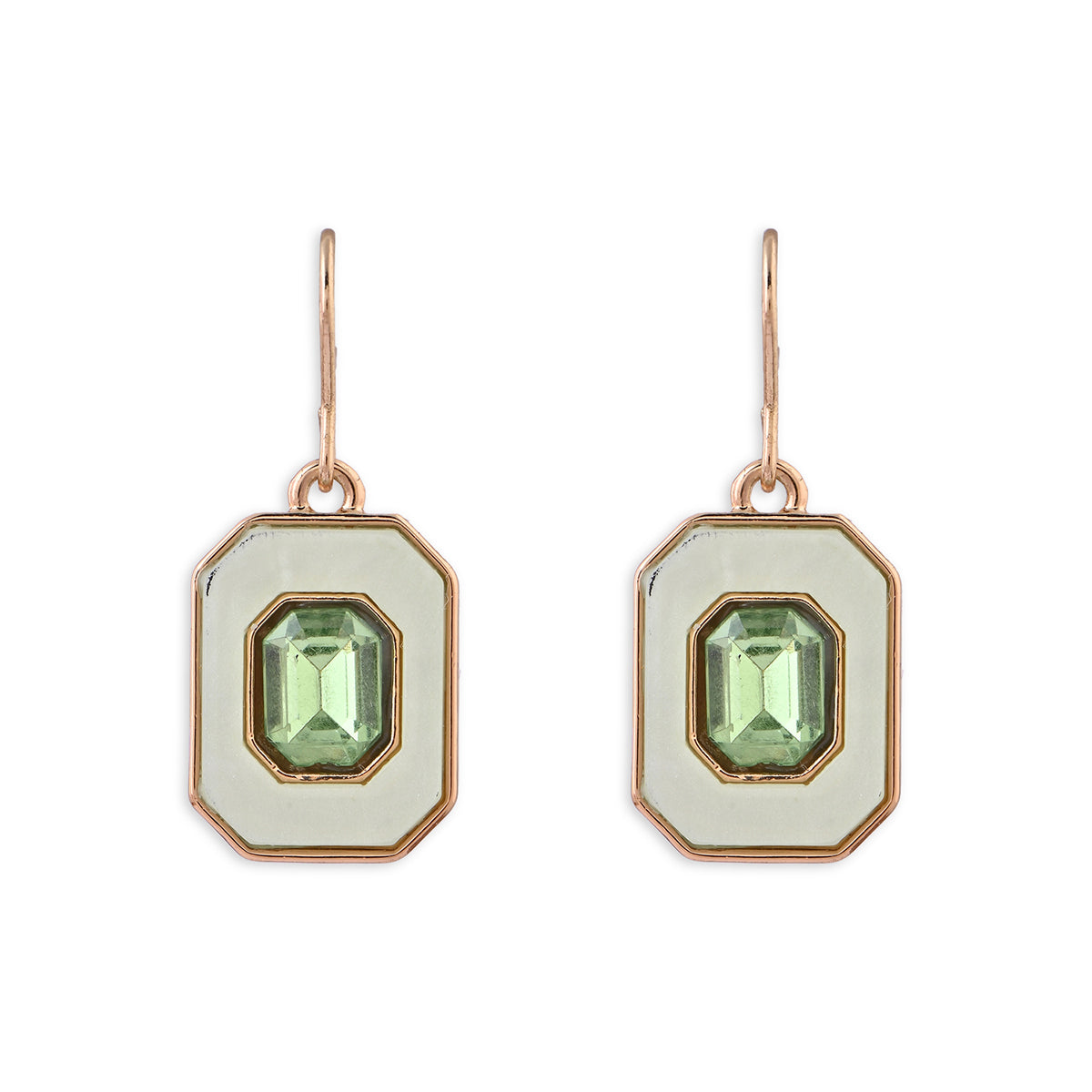 Gold & Green Stone Drop Earrings