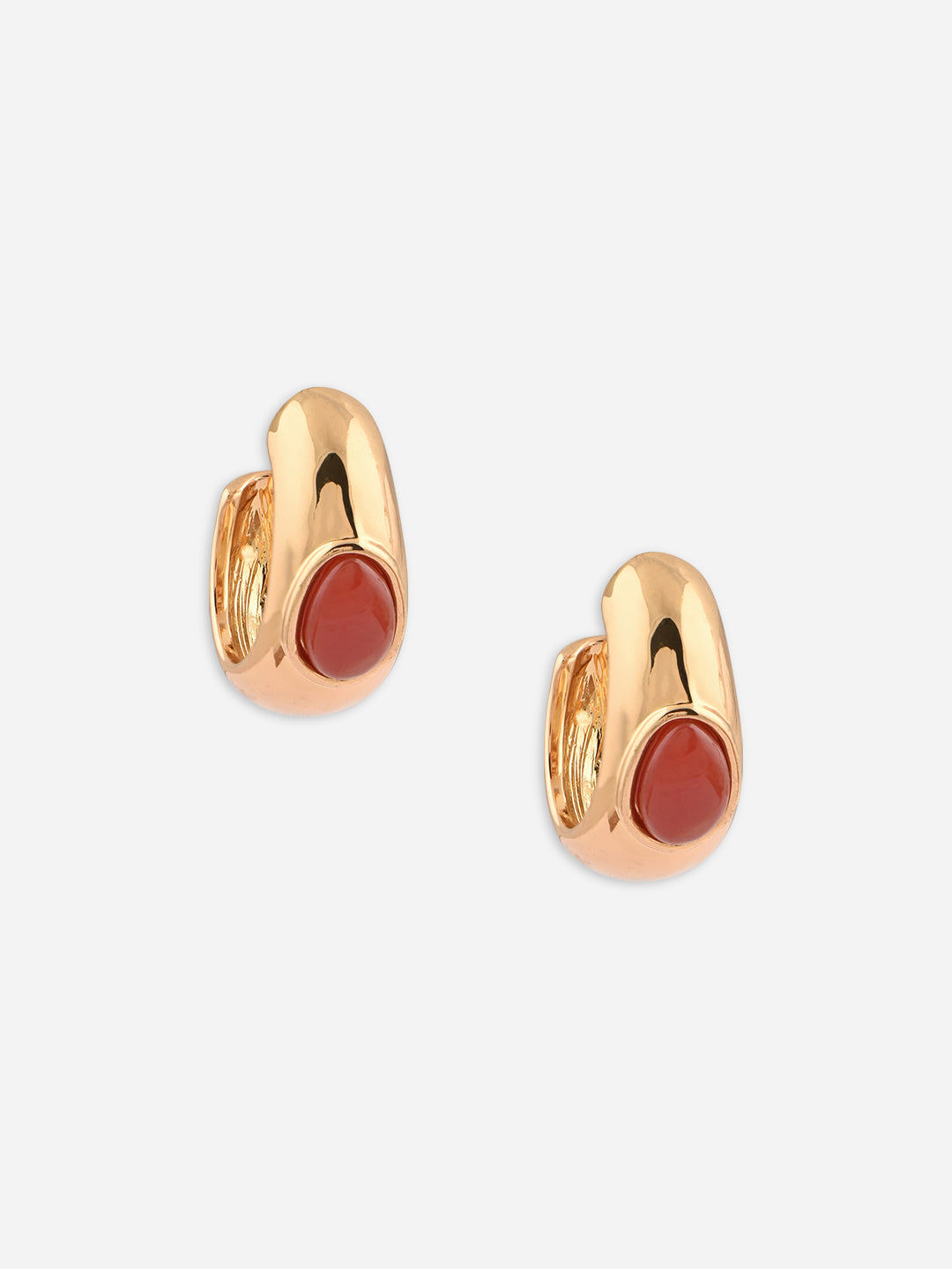 Maroon Accent Chunky Half Hoops