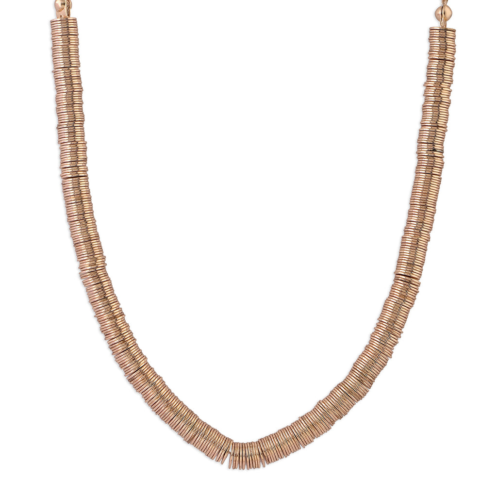 Bold Gold Ribbed Choker Necklace
