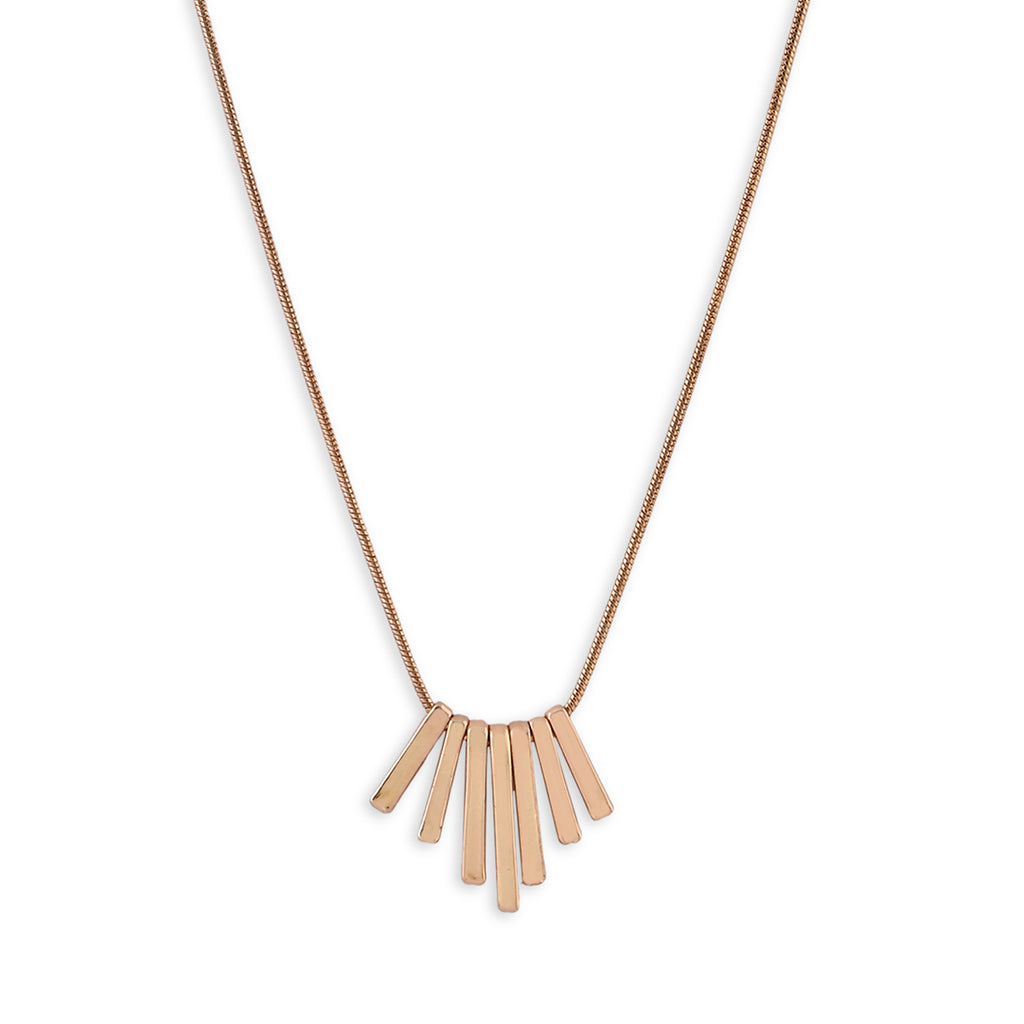Golden Fan Bar Pendant Necklace