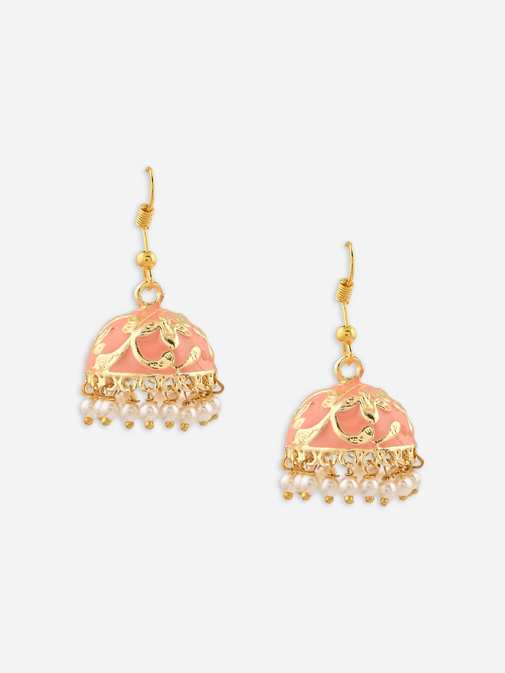 Raj-Neel Floral Meenakari Pearl Jhumka Earrings