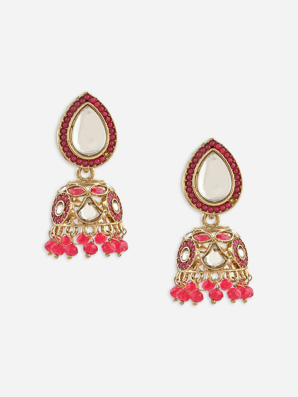 Panna-Kriti Kundan Teardrop Beaded Jhumkas