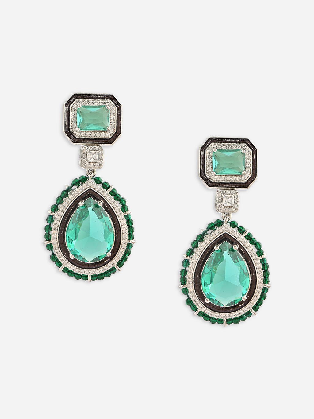 Heeramoti Emerald Bridal AD Drop Earrings