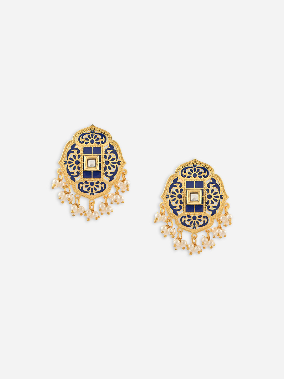 Rajsi-Phool Meenakari Pearl Drop Studs