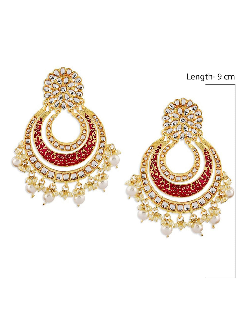 Auspicious Kundan Pink Chandbali Earrings
