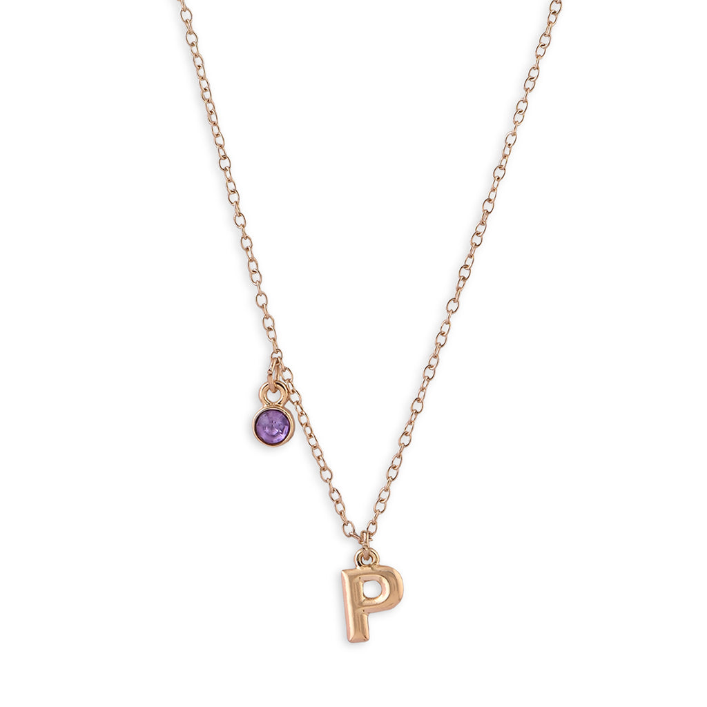 Personalised Initials & Birthstone Charms Necklace - P