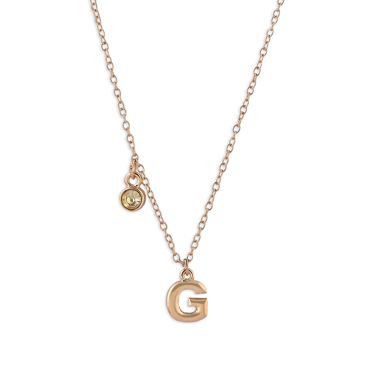 Personalised Initials & Birthstone Charms Necklace - G