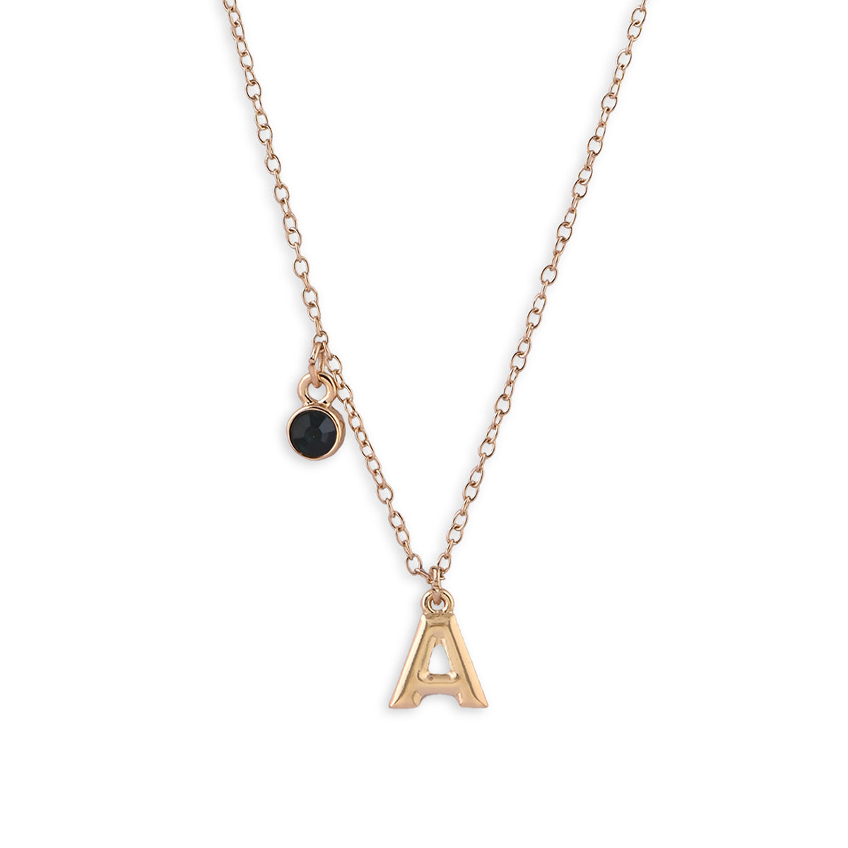 Personalised Initials & Birthstone Charms Necklace - A