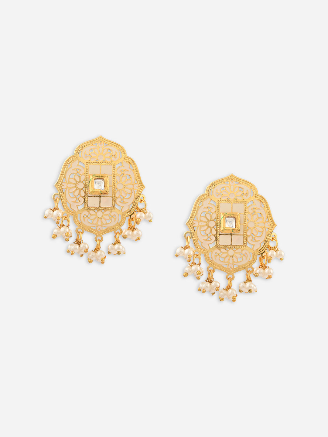 Rajsi-Phool Meenakari Pearl Drop Studs