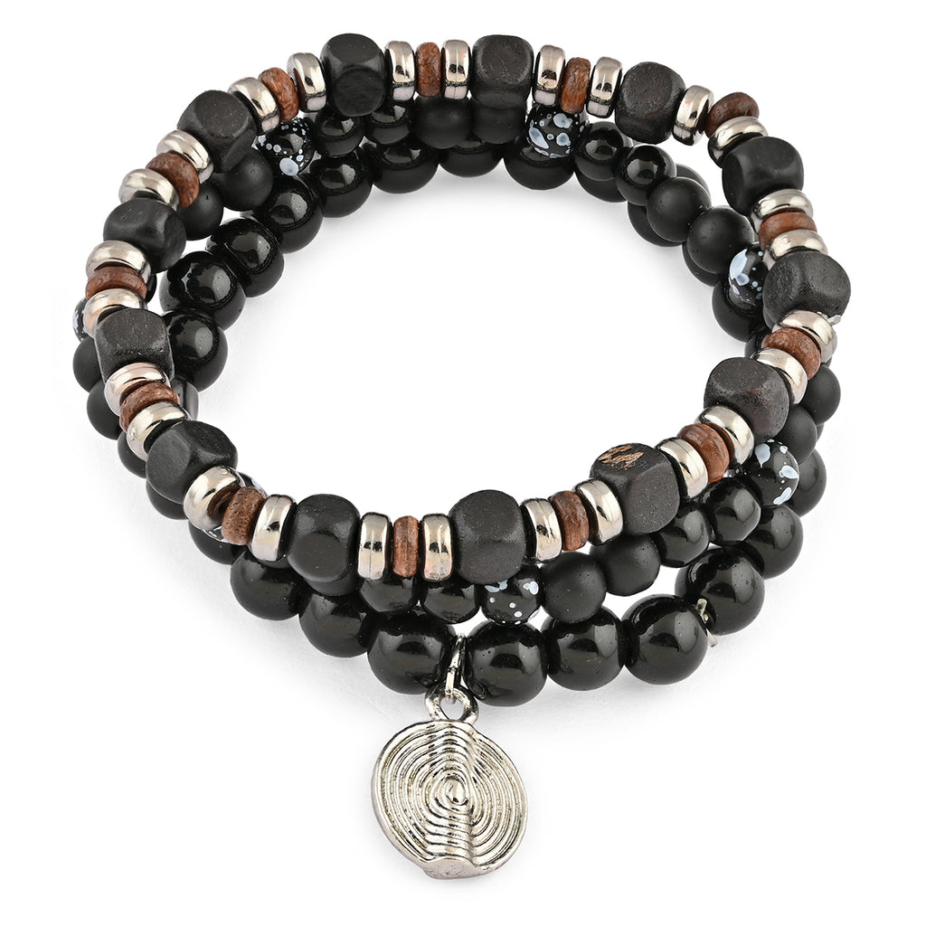 Midnight Stack – Set of 3 Black Beaded Bracelets
