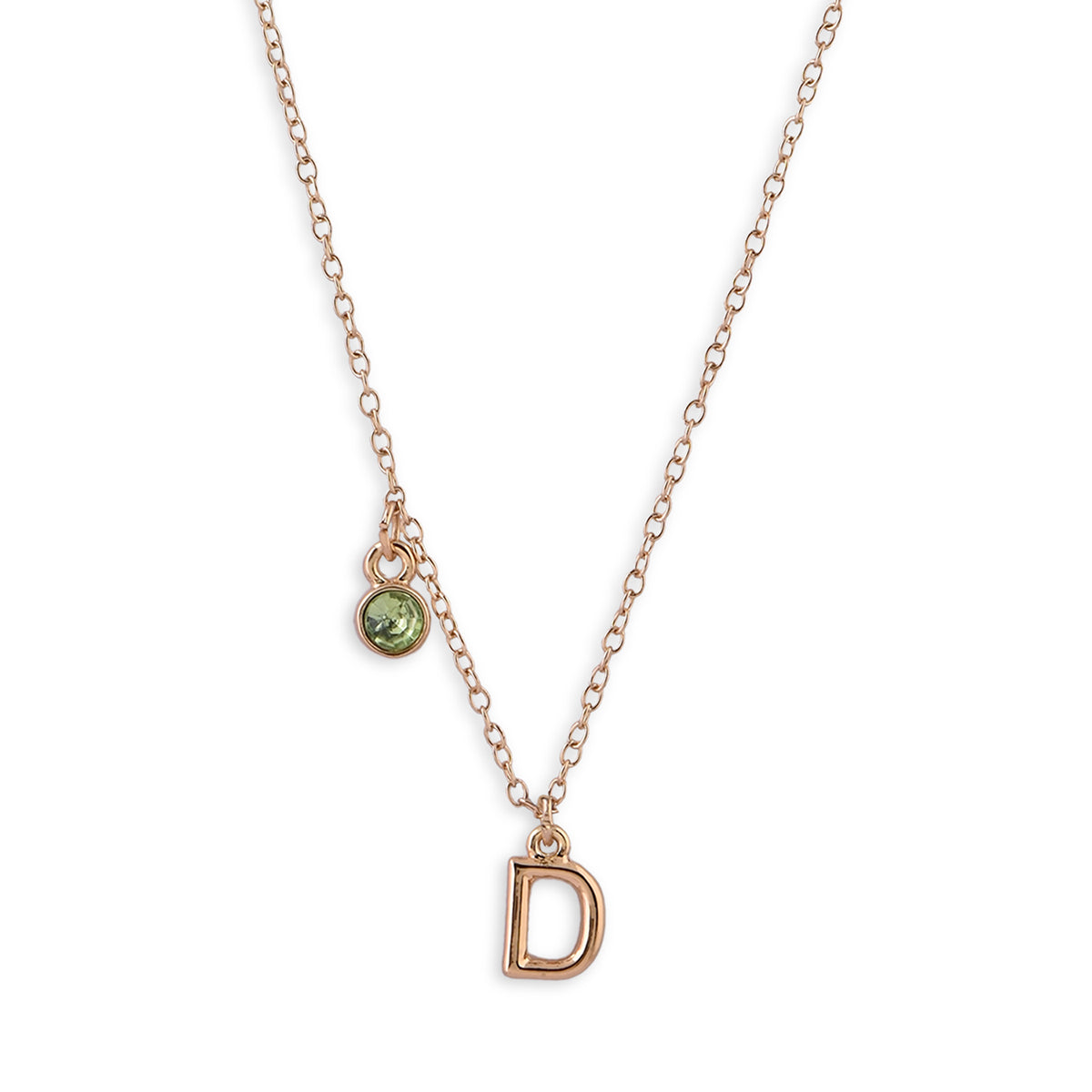 Personalised Initials & Birthstone Charms Necklace - D