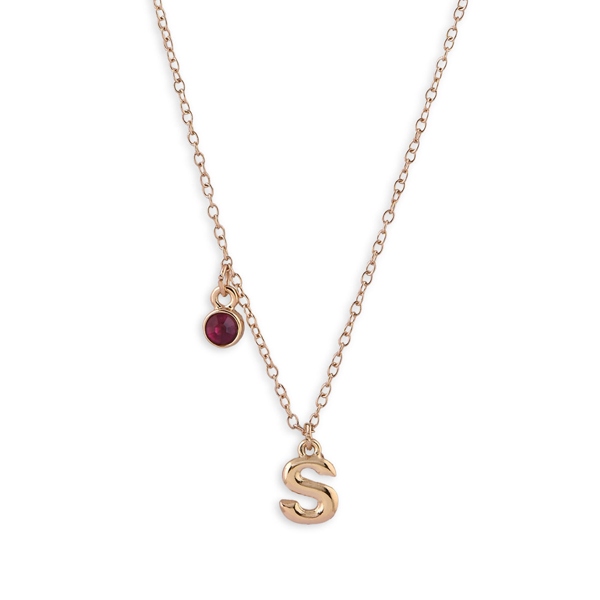 Personalised Initials & Birthstone Charms Necklace -S