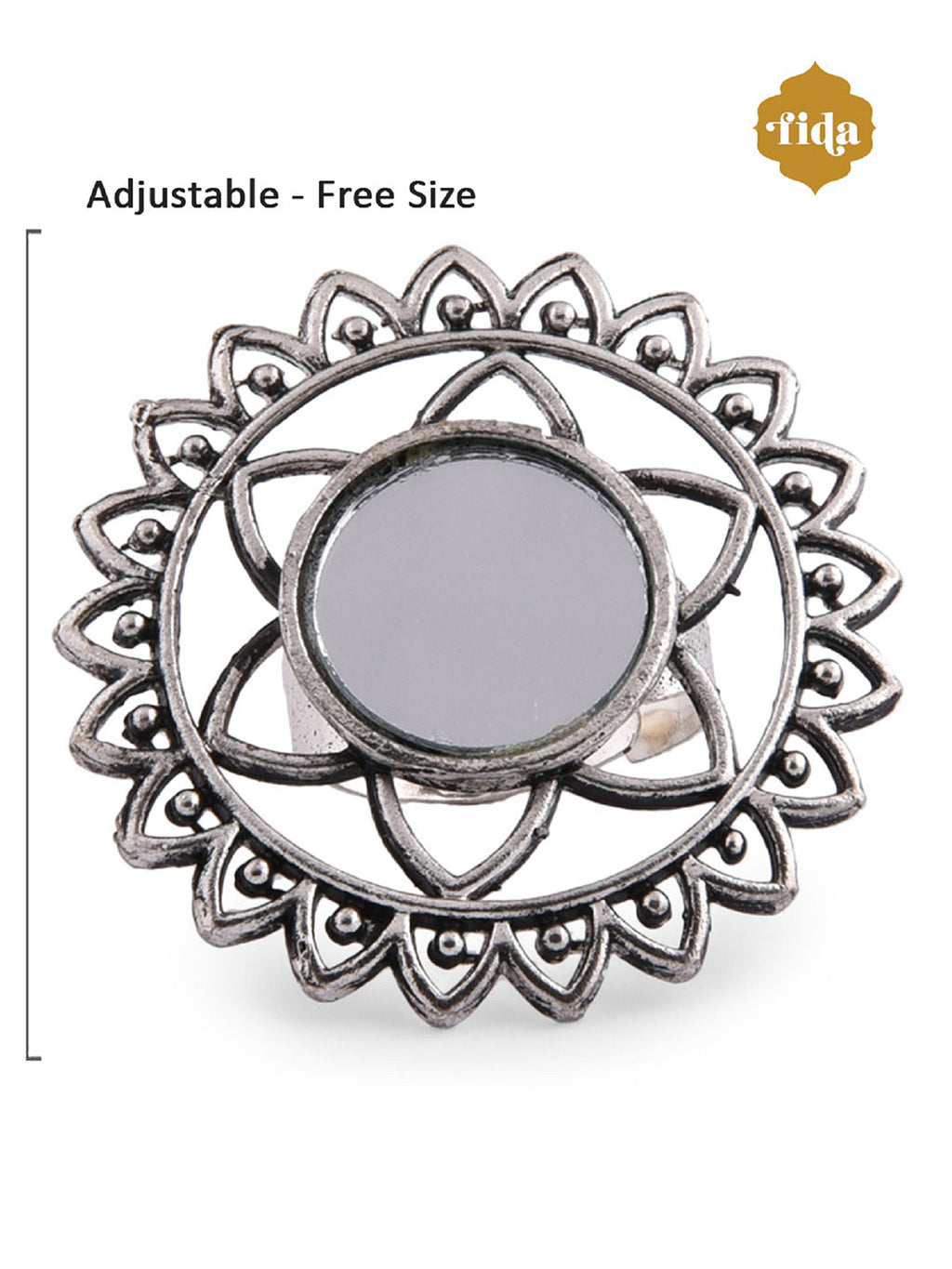 Tribal Mirror Statement Adjustable Ring