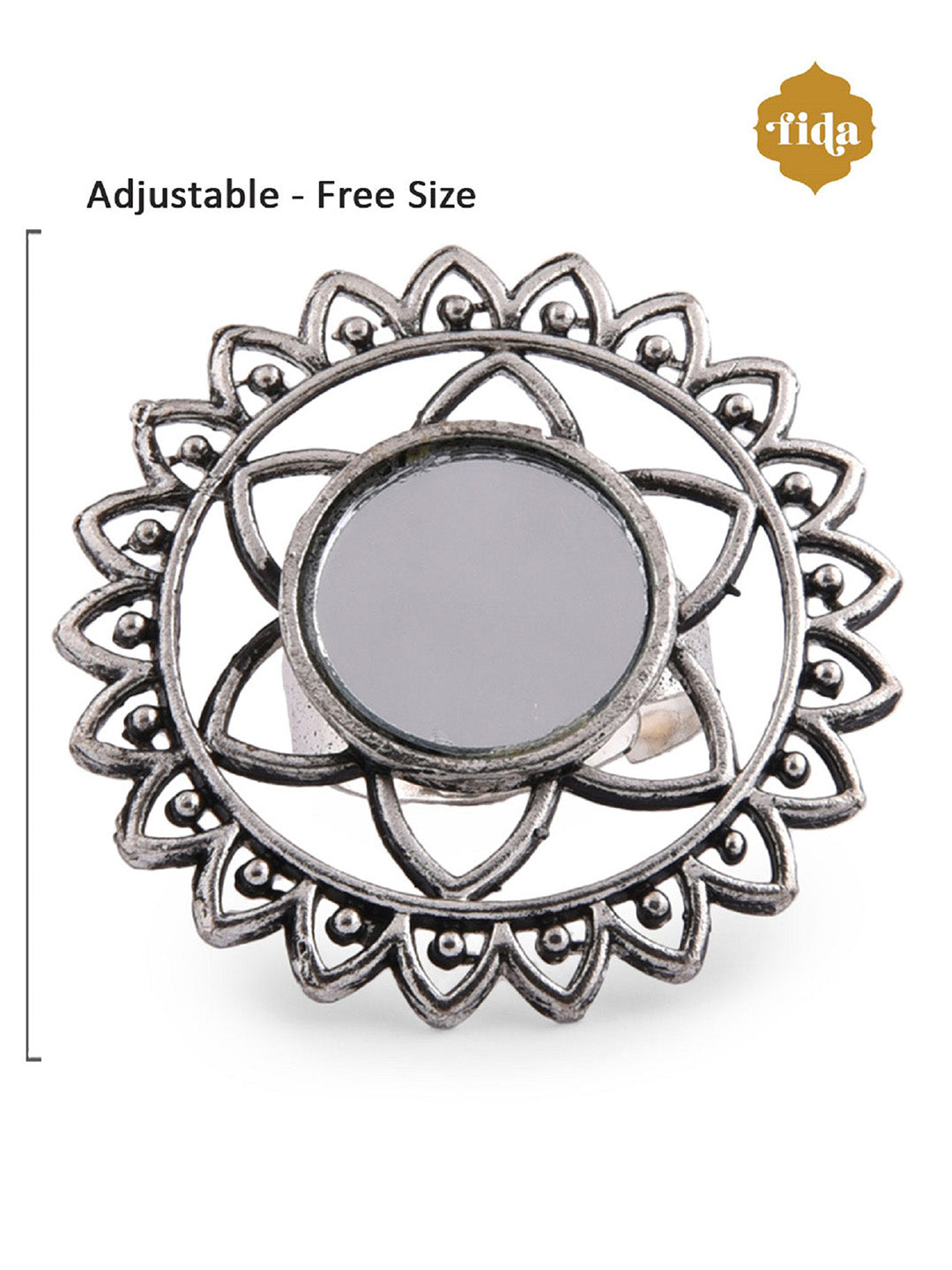 Tribal Mirror Statement Adjustable Ring