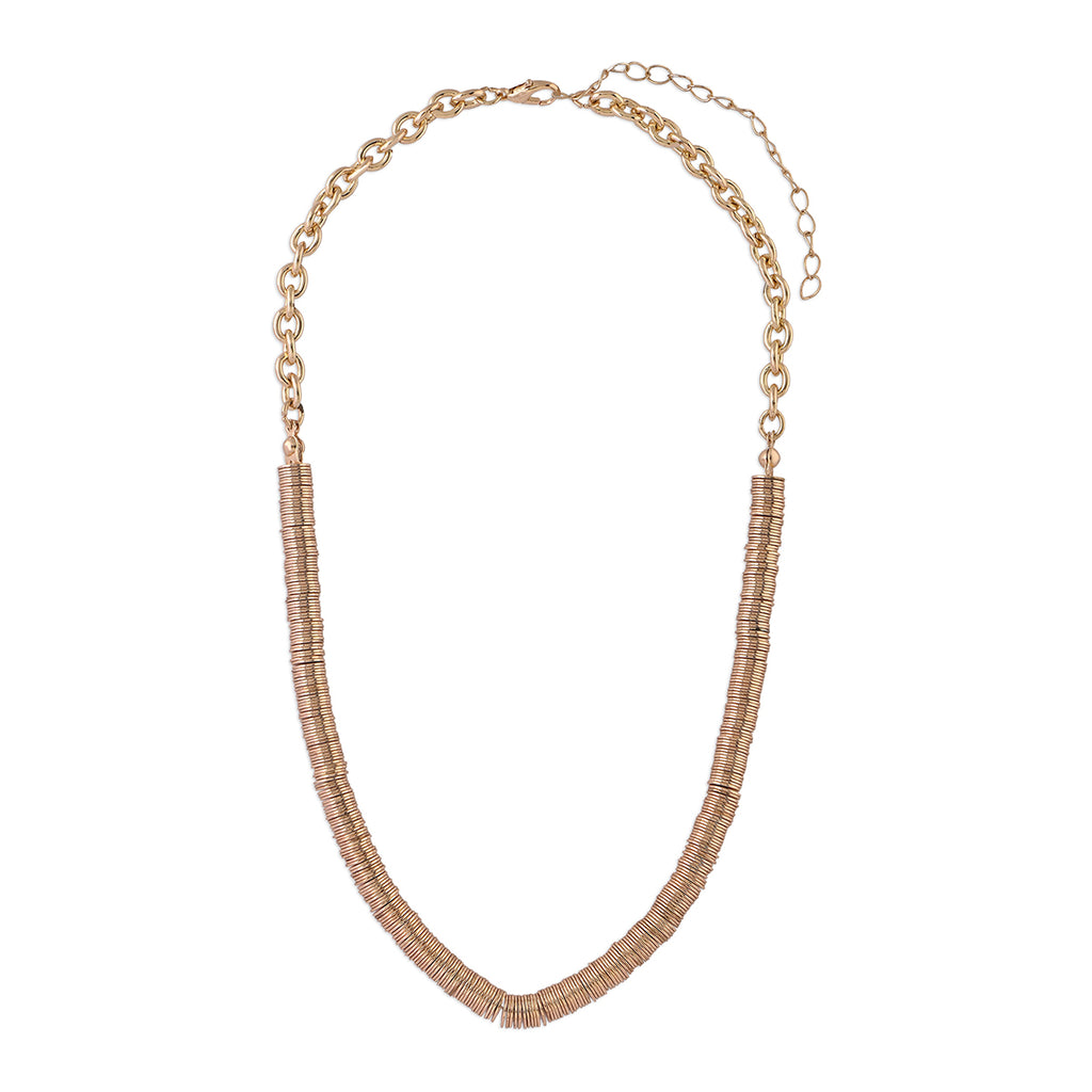 Bold Gold Ribbed Choker Necklace