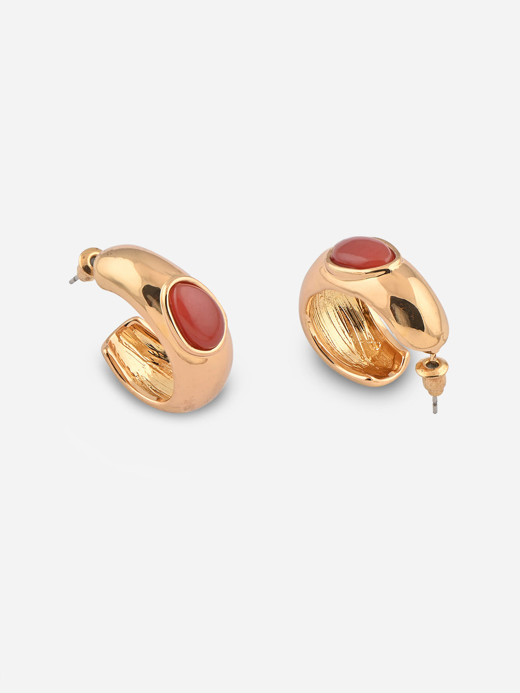 Maroon Accent Chunky Half Hoops
