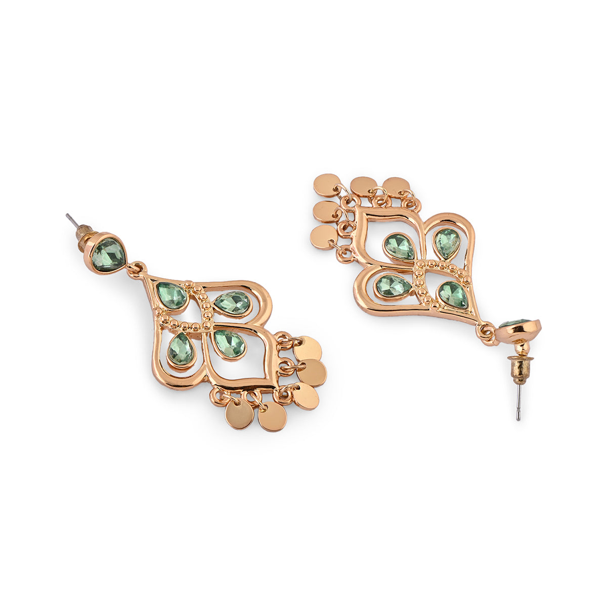 Green Crystal Teardrop Chandelier Earrings