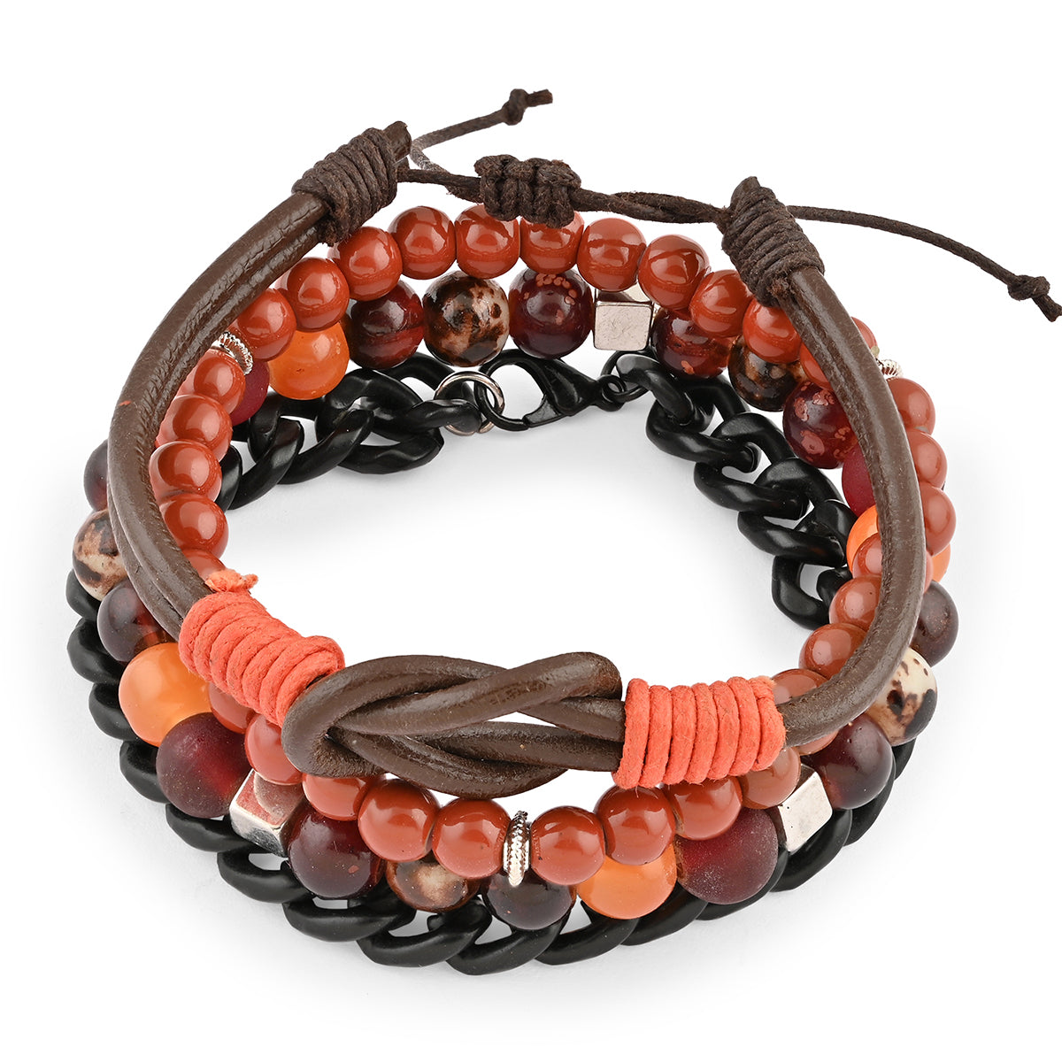 Rust & Onyx Men's Bracelet Set of 4