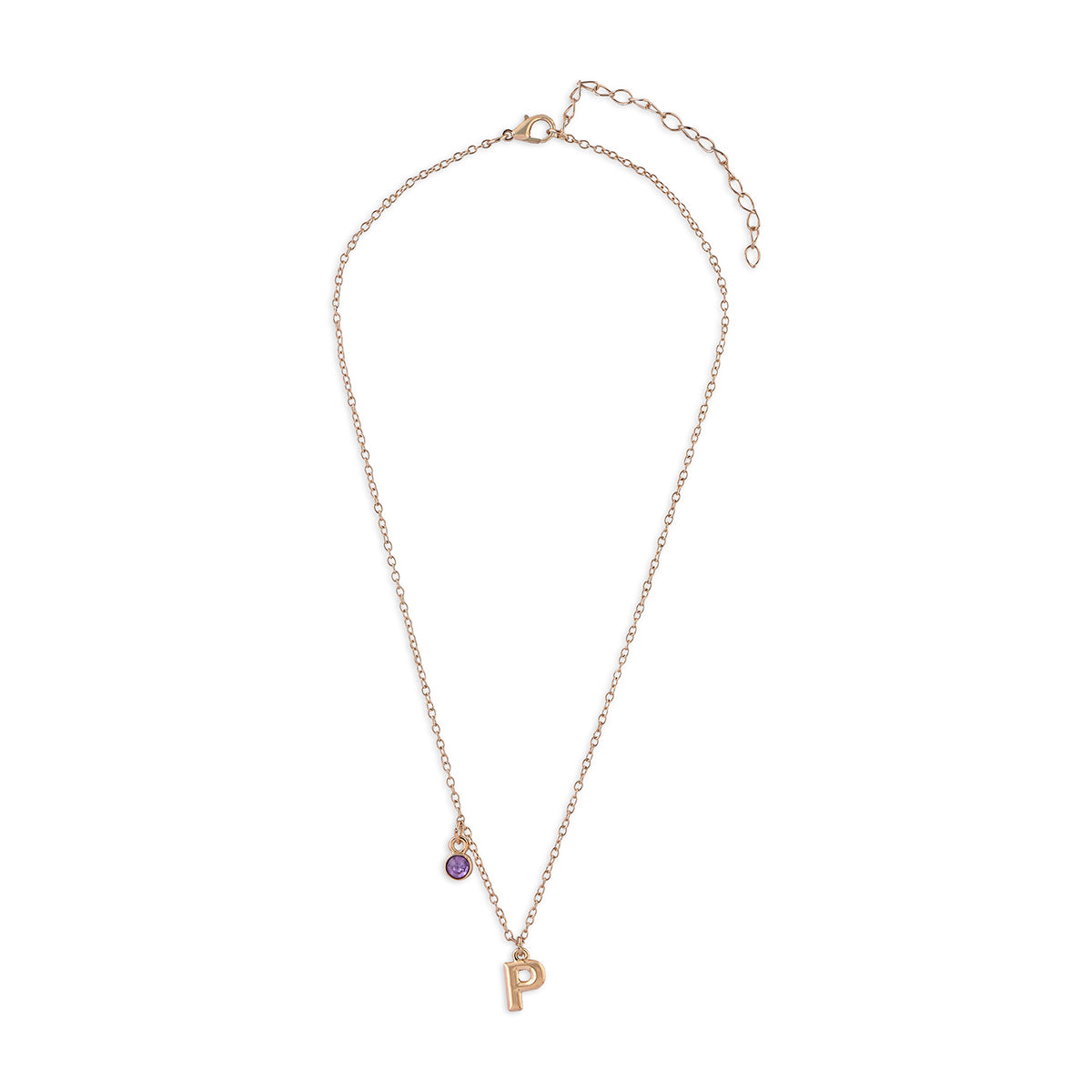 Personalised Initials & Birthstone Charms Necklace - P