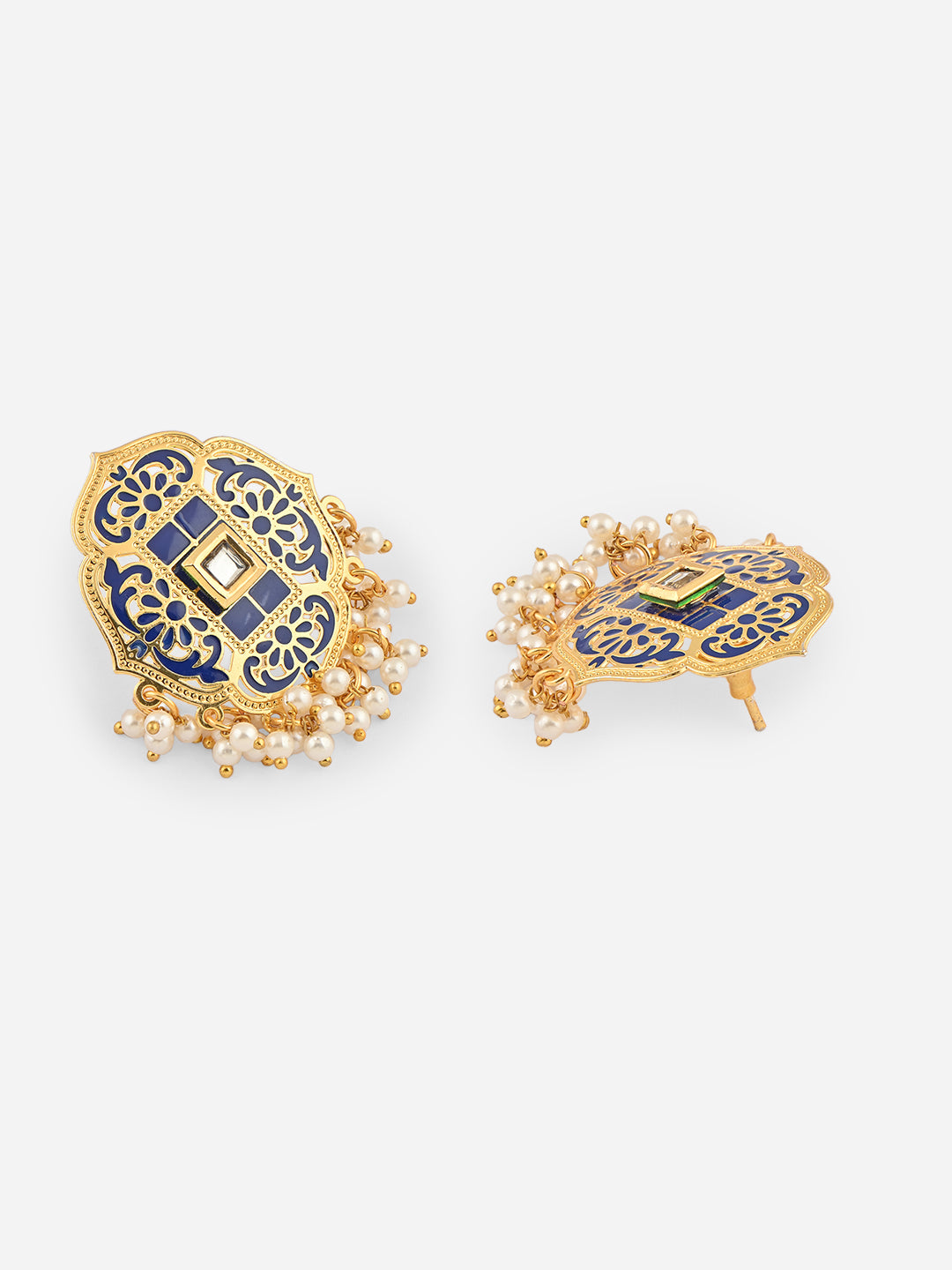 Rajsi-Phool Meenakari Pearl Drop Studs