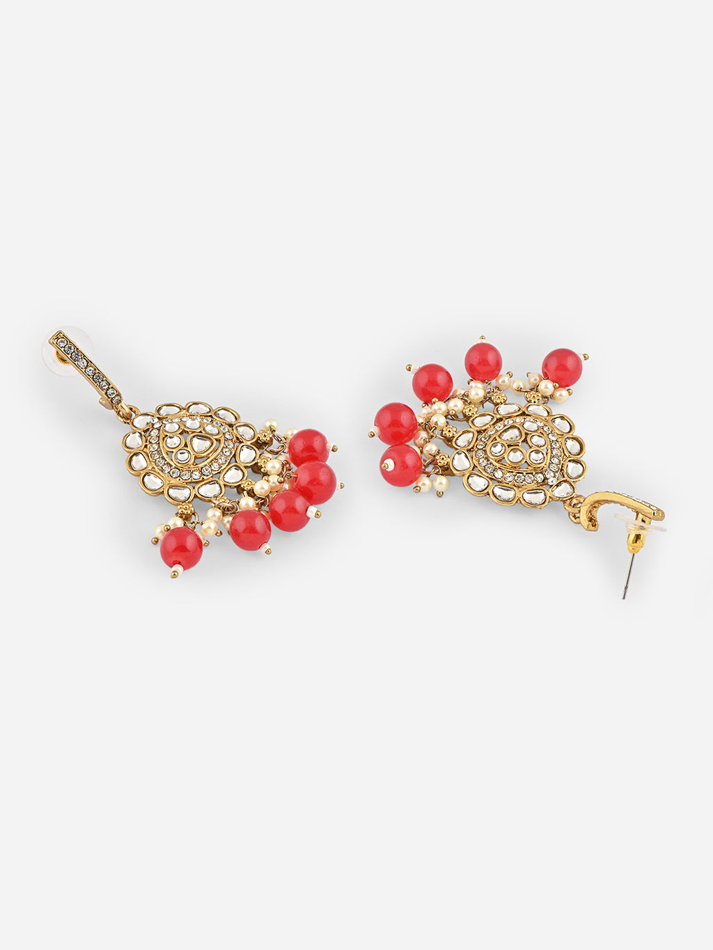 Multi-Color Beads Bridal Kundan Drop Earrings