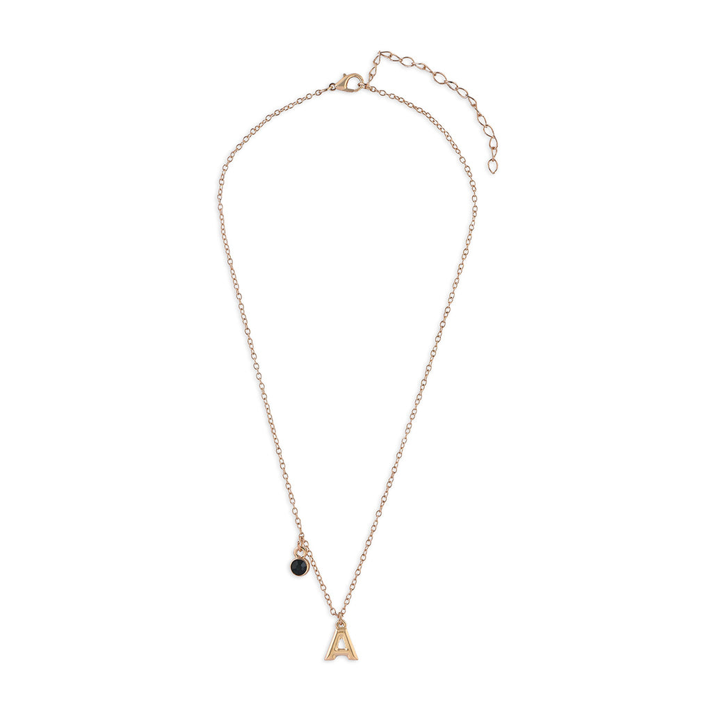 Personalised Initials & Birthstone Charms Necklace - A