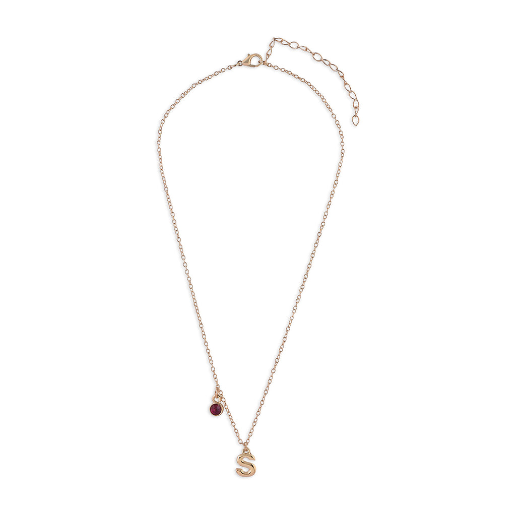 Personalised Initials & Birthstone Charms Necklace -S
