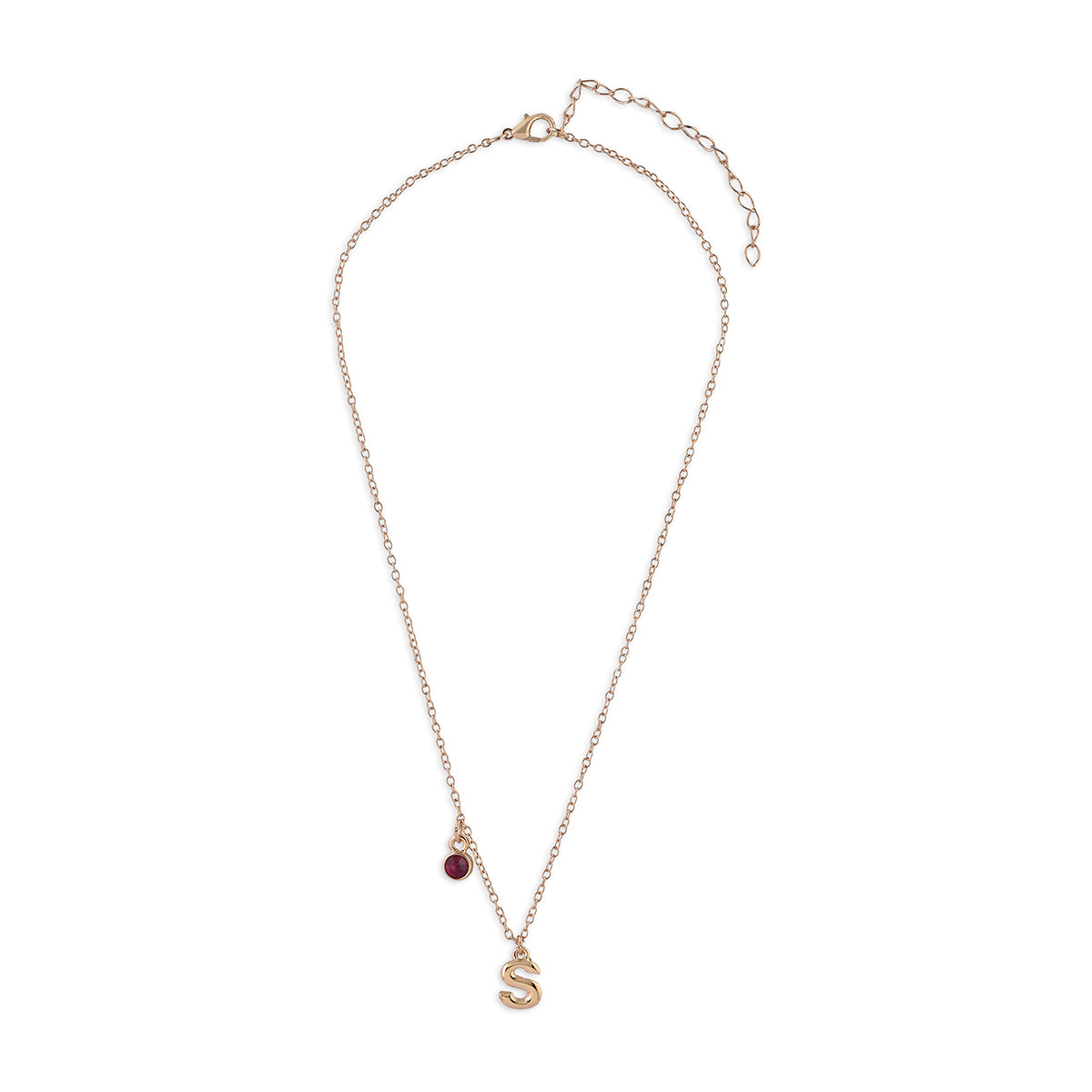 Personalised Initials & Birthstone Charms Necklace -S