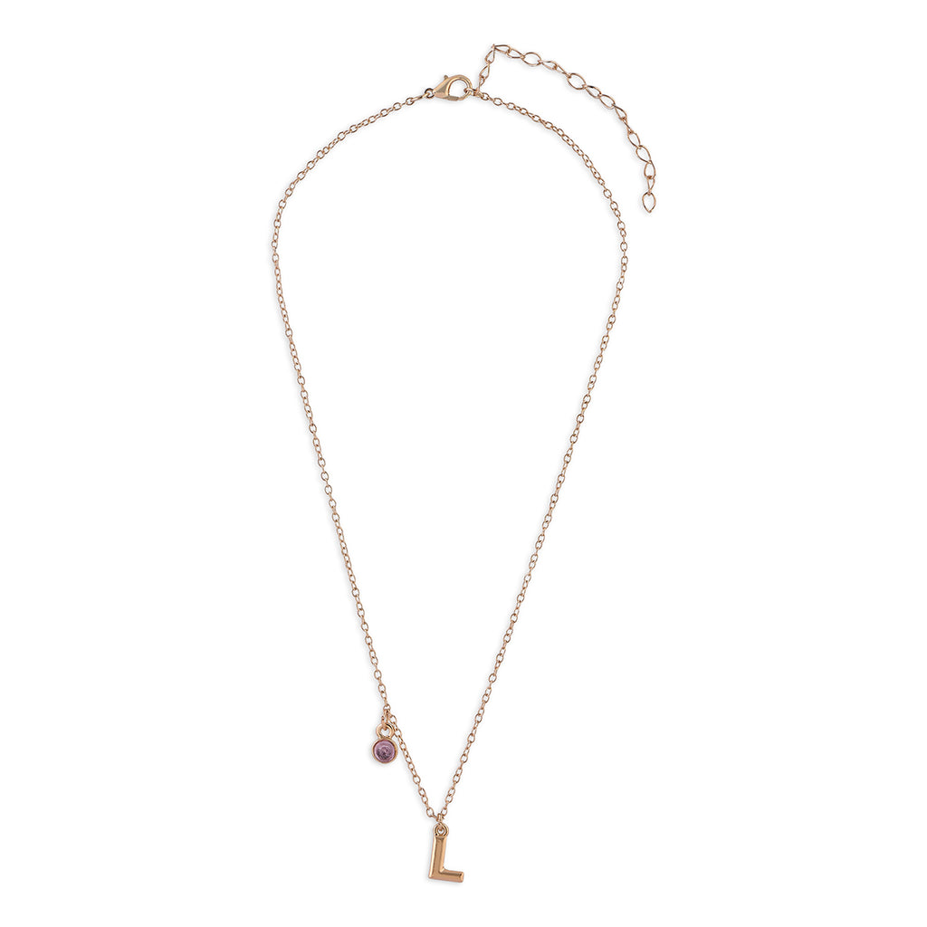 Personalised Initials & Birthstone Charms Necklace - L