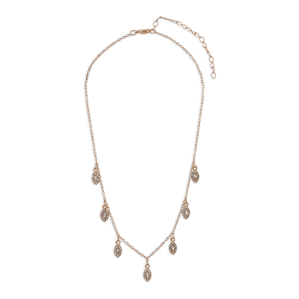 Delicate Gold & Crystal Drop Charm Necklace