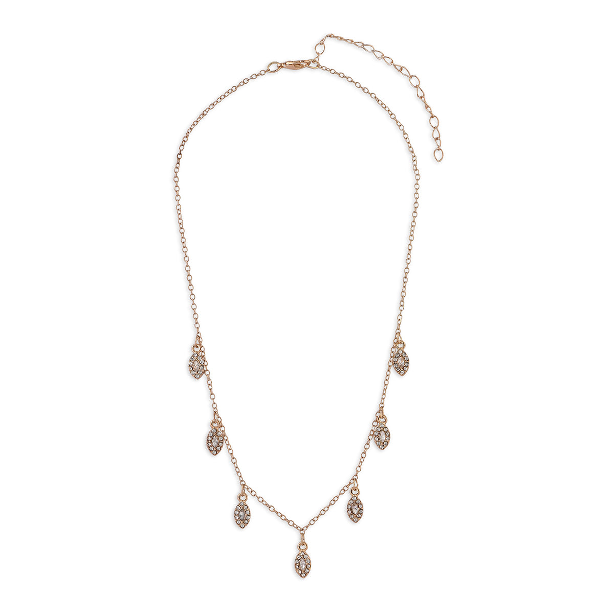 Delicate Gold & Crystal Drop Charm Necklace