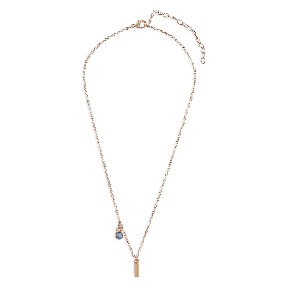 Personalised Initials & Birthstone Charms Necklace - I
