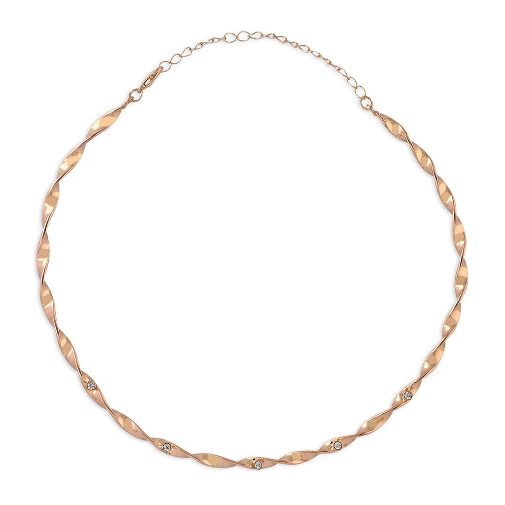 Gold Twisted Choker with Crystal Accents