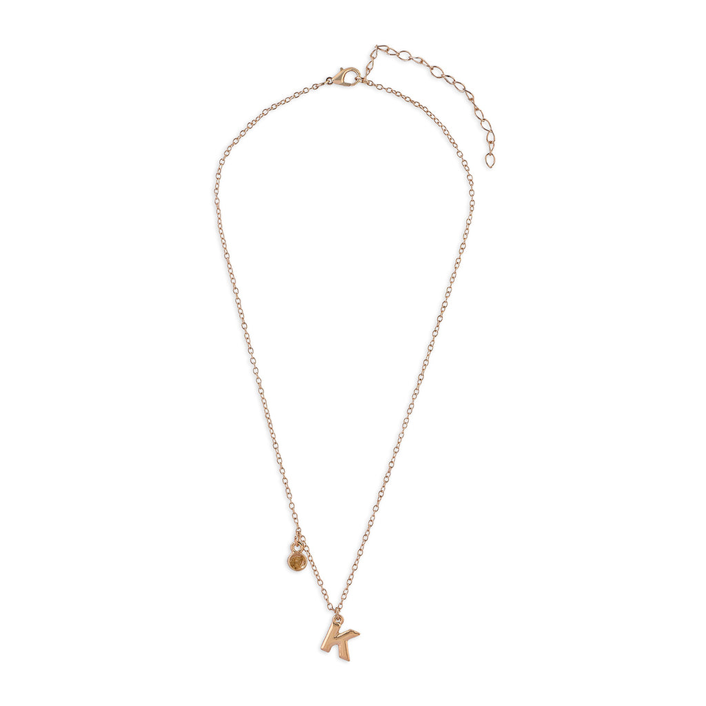 Personalised Initials & Birthstone Charms Necklace - K