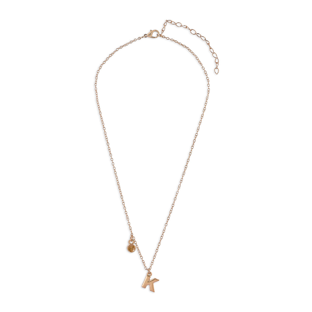 Personalised Initials & Birthstone Charms Necklace - K