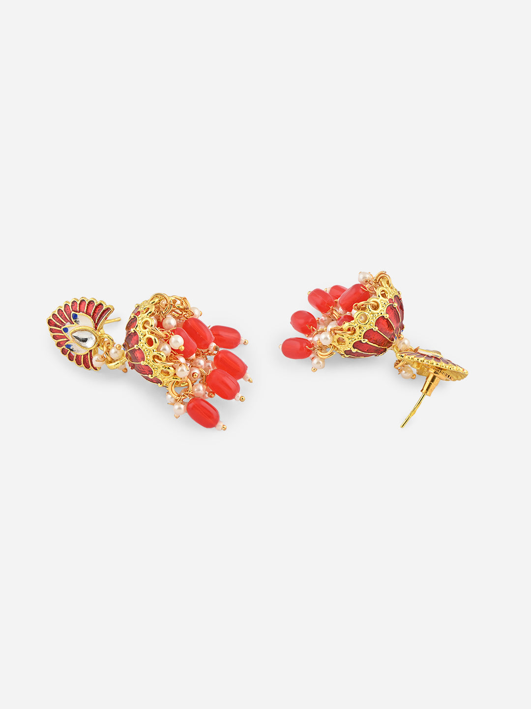 Mayur-Roha Meenakari Jhumka Pearl Earrings