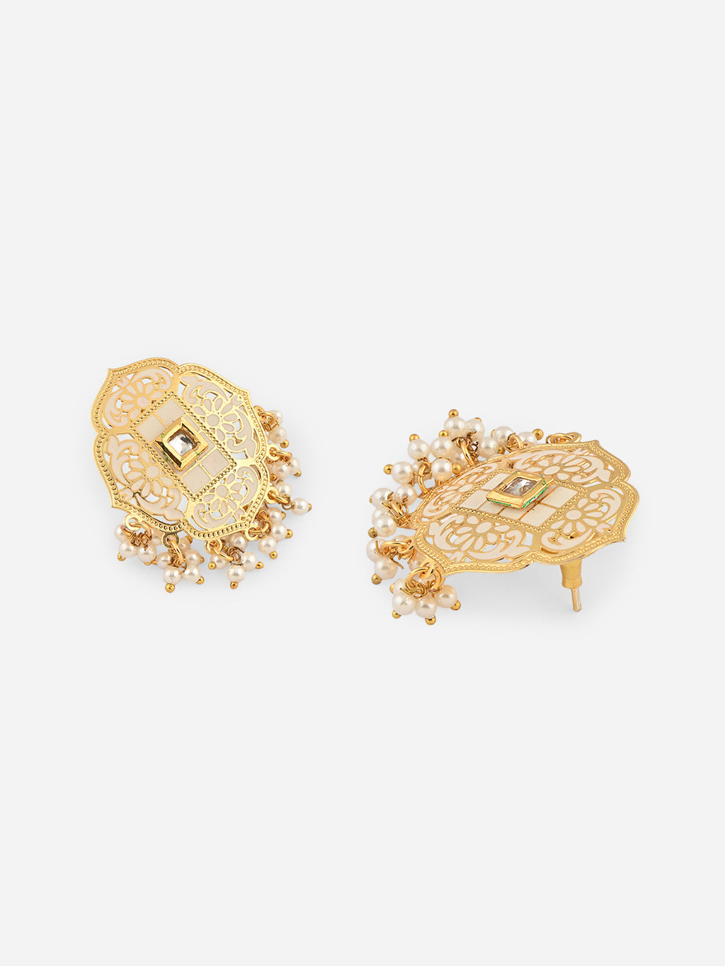 Rajsi-Phool Meenakari Pearl Drop Studs