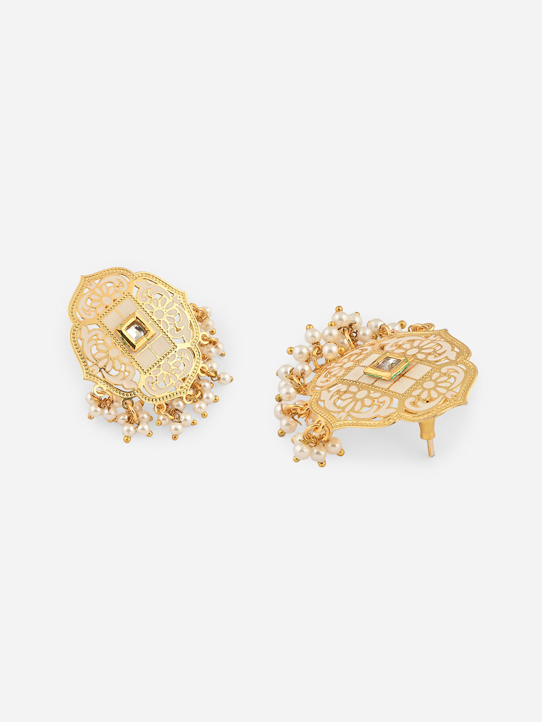 Rajsi-Phool Meenakari Pearl Drop Studs