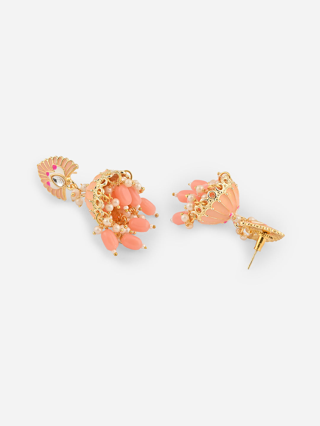 Mayur-Roha Meenakari Jhumka Pearl Earrings