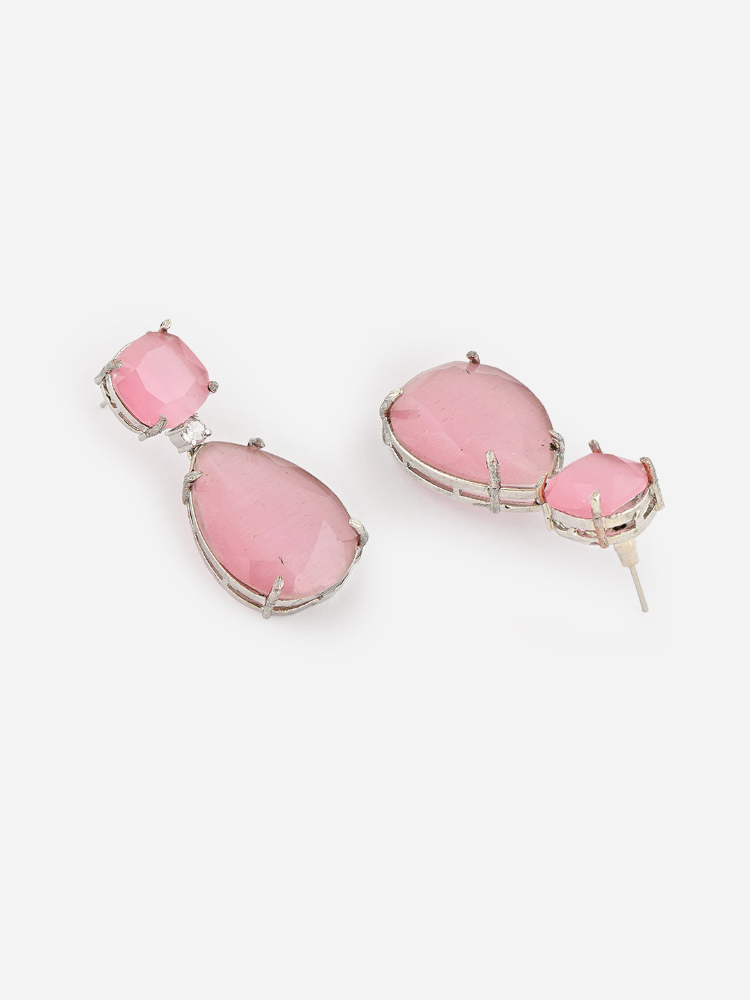 Gulbahaar AD Silver Bridal Drop Earrings