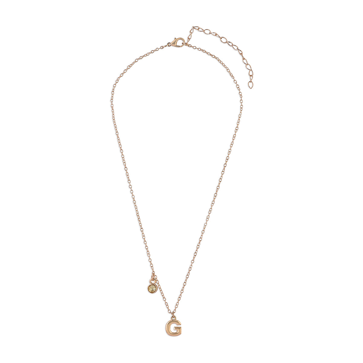 Personalised Initials & Birthstone Charms Necklace - G