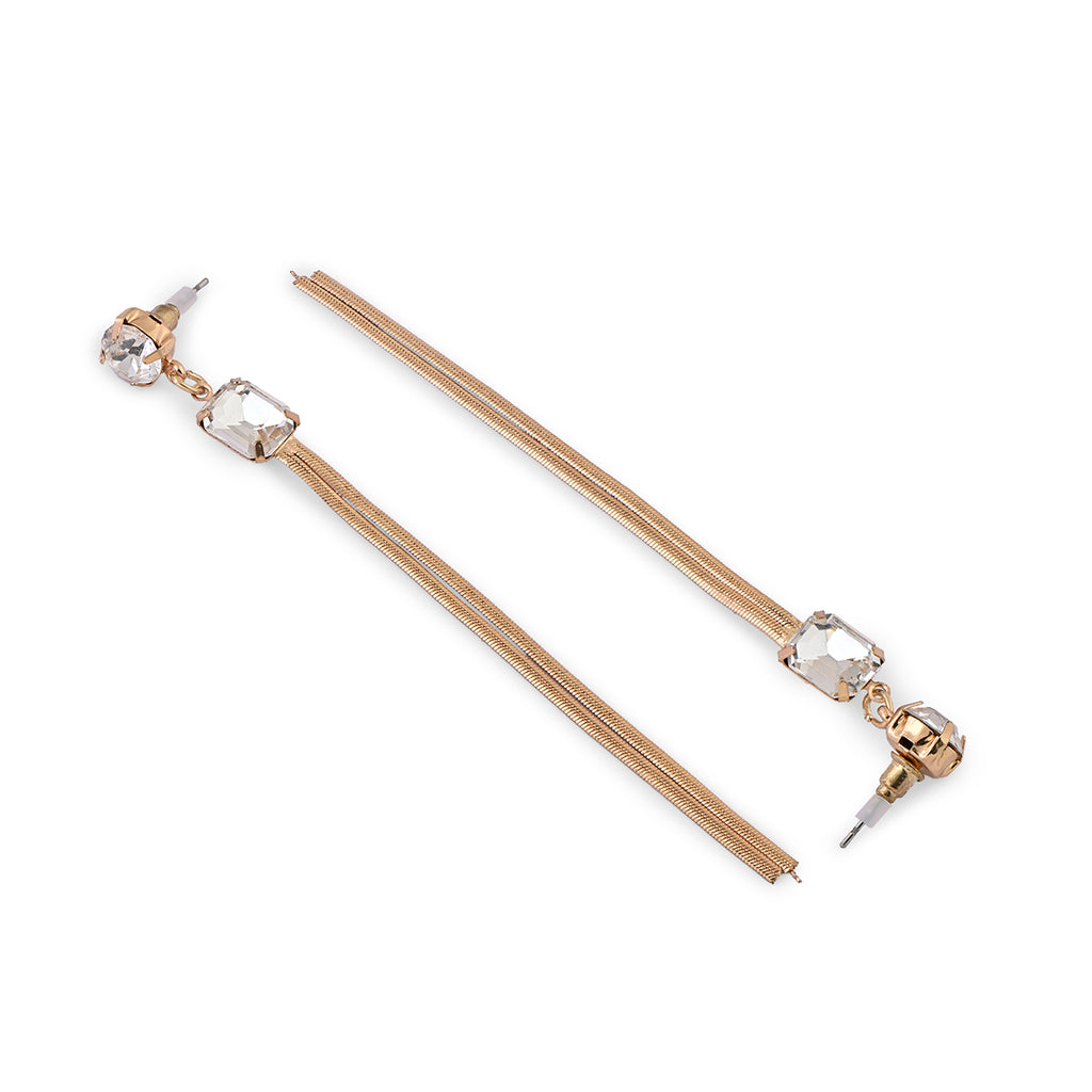 Golden Crystal Fringe Drop Earrings