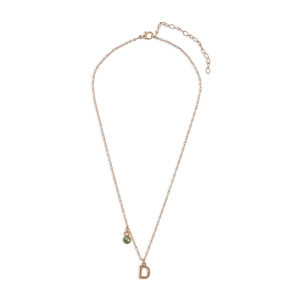 Personalised Initials & Birthstone Charms Necklace - D