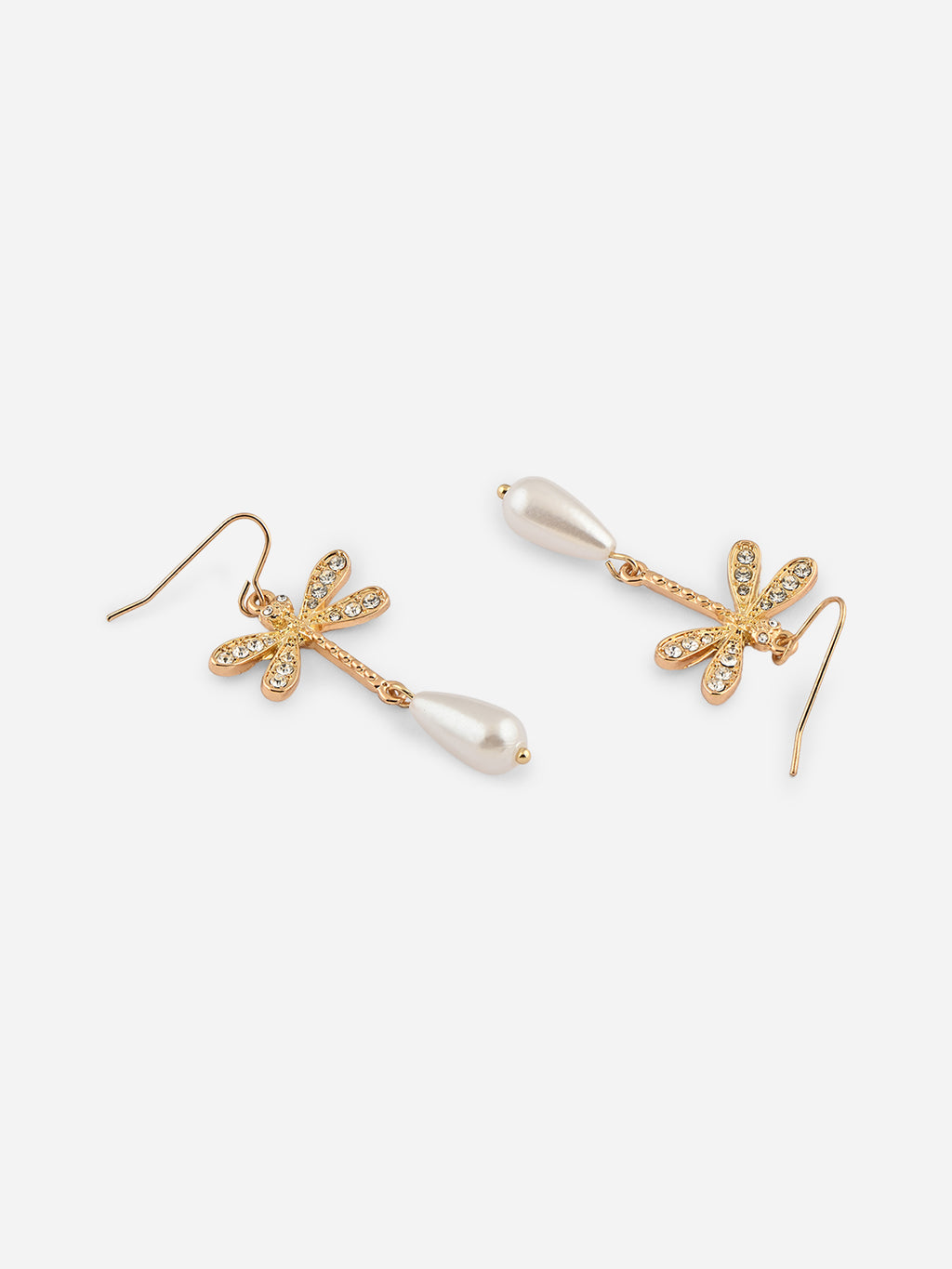 Dragonfly Whisper Pearl Drop Earrings