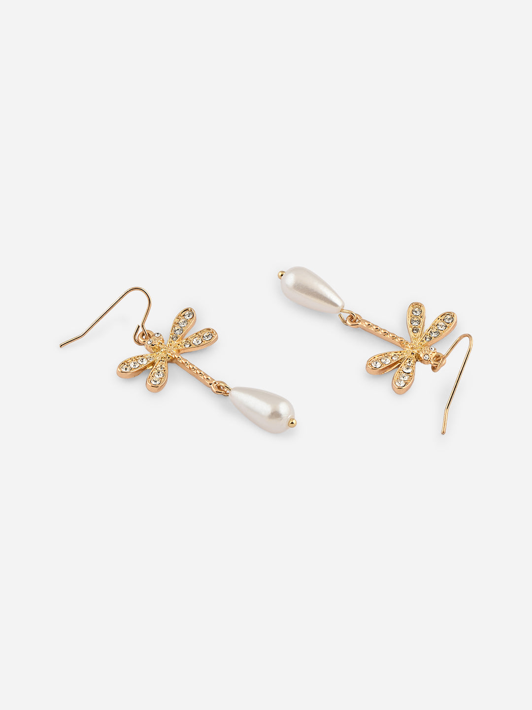Dragonfly Whisper Pearl Drop Earrings