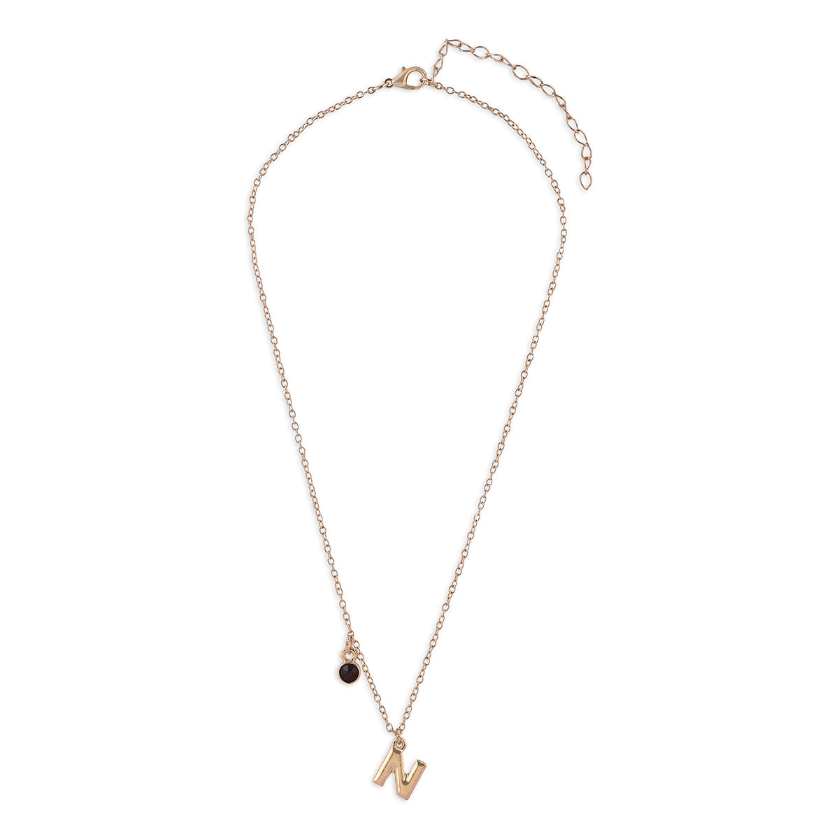 Personalised Initials & Birthstone Charms Necklace - N