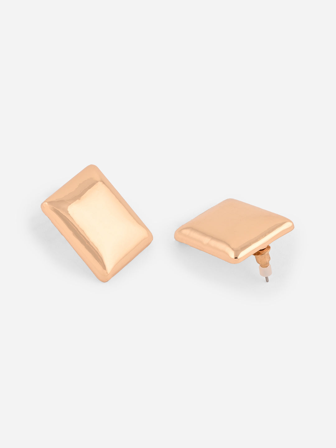 Gilded Edge Geometric Rectangle Studs Earrings