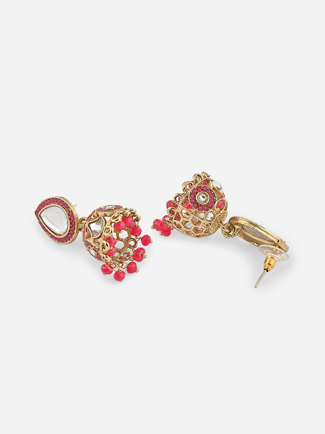 Panna-Kriti Kundan Teardrop Beaded Jhumkas
