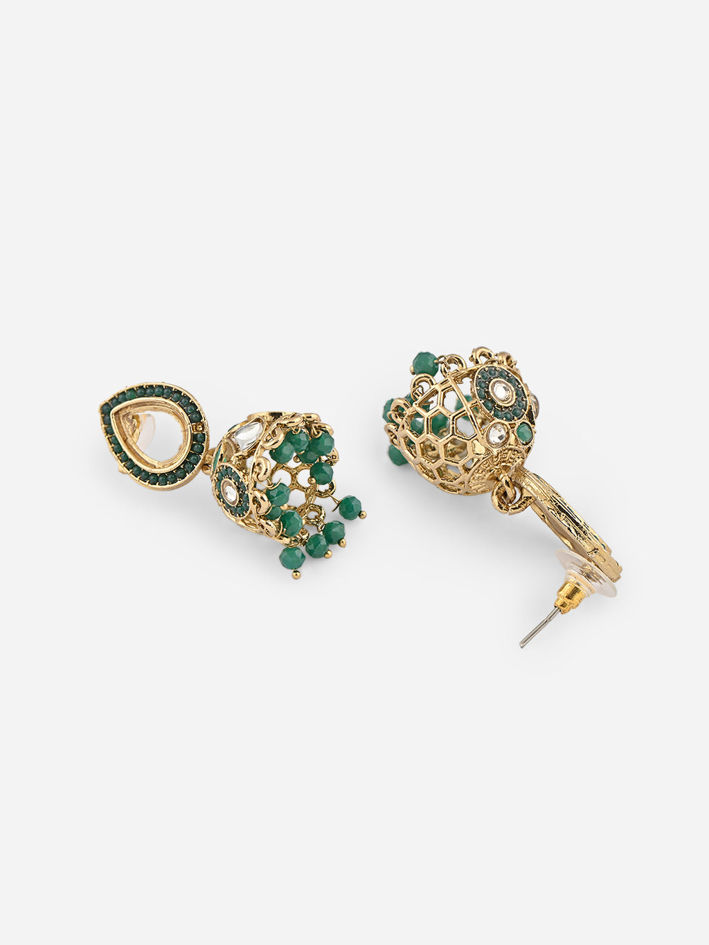 Panna-Kriti Kundan Teardrop Beaded Jhumkas