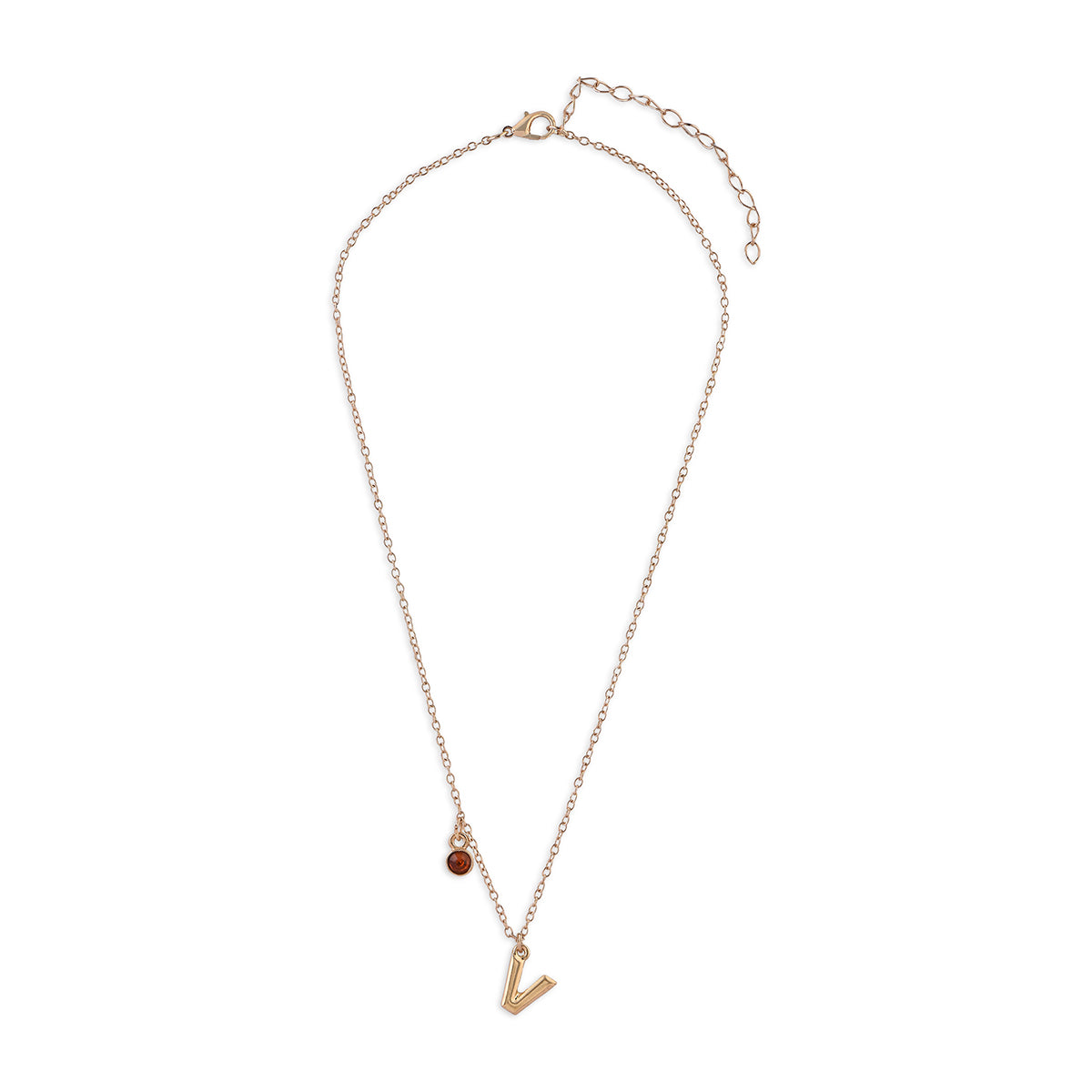 Personalised Initials & Birthstone Charms Necklace - V